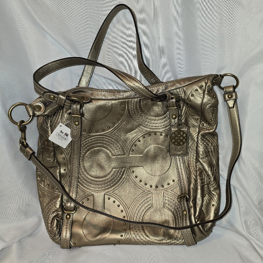 Coach Alex Bronze Metallic Satchel Bag